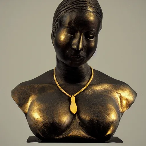 Prompt: bust with a golden piercing