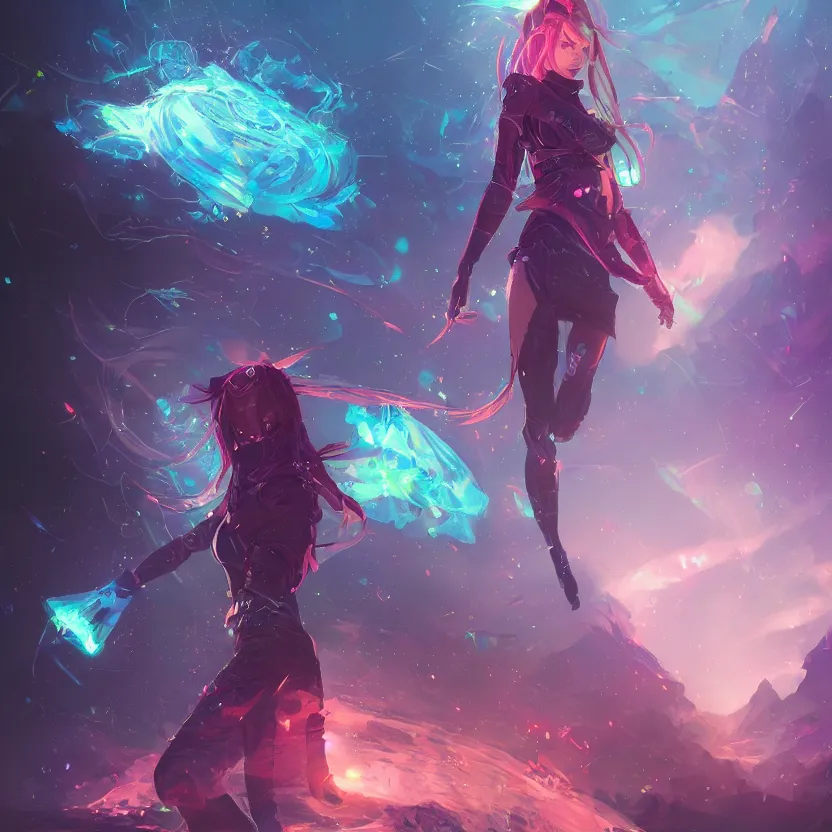 Prompt: a non - ordinary girl of # magic the gathering, # digital 2 d, # sci - fi, # psychedelic, # fututistic, by yoshitaka amano and alena aenami, trending on artstation, nvidia, matte painting, unreal engine