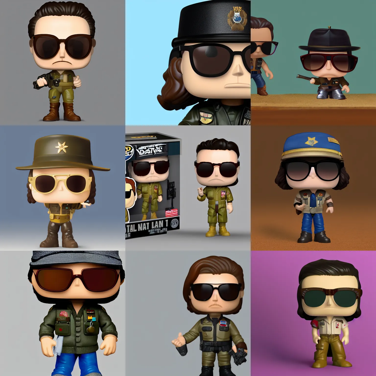 Prompt: lieutenant dan wearing sunglasses, funko pop, render, plain background