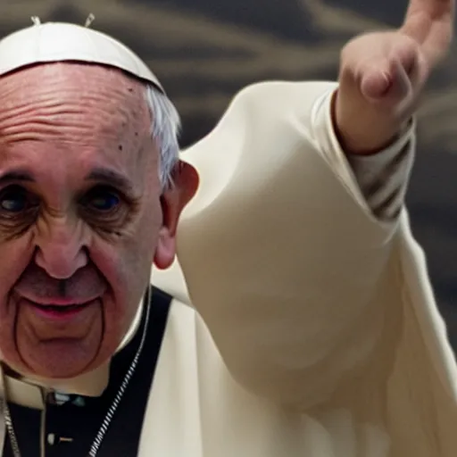 Prompt: pope francis in star wars episode 3, 8 k resolution, cinematic lighting, anatomically correct