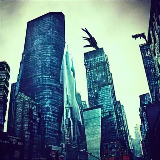 Prompt: “ alien invasion in cyberpunk new york, on gloomy rainy day ”