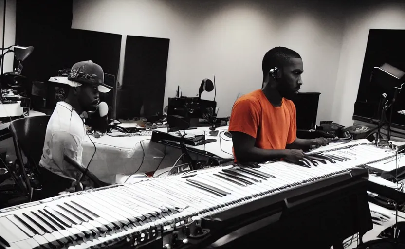 Image similar to frank ocean making music in the studio