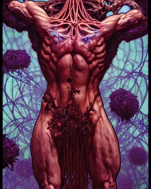 Prompt: the platonic ideal of flowers of cletus kasady ultimate carnage thanos dementor doctor manhattan chtulu nazgul, detailed, intricate, hyperrealism, intense, scary, decay, dmt, art by brock hofer and artgerm and greg rutkowski and alphonse mucha