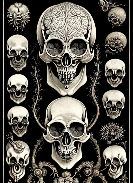 Image similar to art forms of nature by ernst haeckel, memento mori by arthur rackham, ornate antique porcelain beautiful skull mask, ultrasharp, photorealistic, hyperdetailed, octane render, polished, art nouveau, neo - gothic, gothic, intricate ornamental organic filigree, art nouveau botanicals, art forms of nature by ernst haeckel, horizontal symmetry, symbolist, visionary