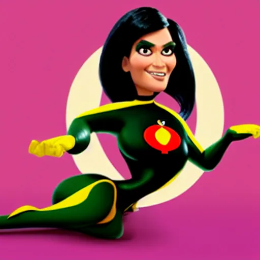 Image similar to kim kardashian as elastic girl from the incredibles, hypertealistic