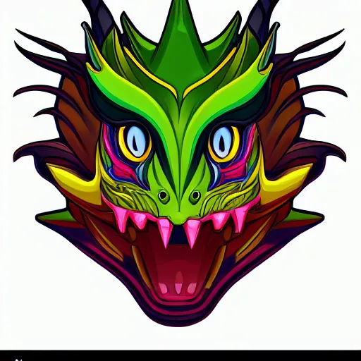 Image similar to portrait of a dragon, sticker, highly detailed, colorful, illustration, smooth and clean vector curves, no jagged lines, vector art, smooth