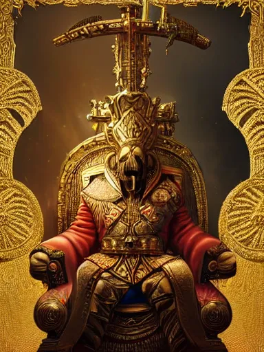 Image similar to the emperor in his popuous throne, holding an ankh intricate, elegant, highly detailed, digital painting, artstation, concept art, sharp focus, illustration, by justin gerard and artgerm, 8 k