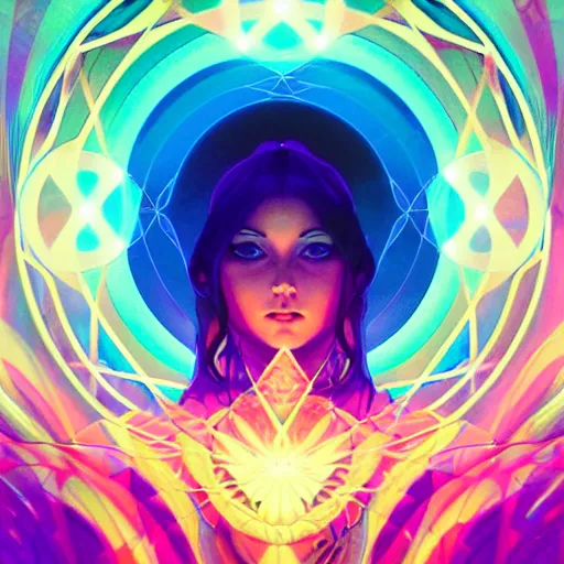 Prompt: a sacred geometry vortex, vaporwave aesthetic, colorful, psychedelic, digital painting, artstation, concept art, smooth, sharp focus, illustration, art by artgerm and greg rutkowski and alphonse mucha