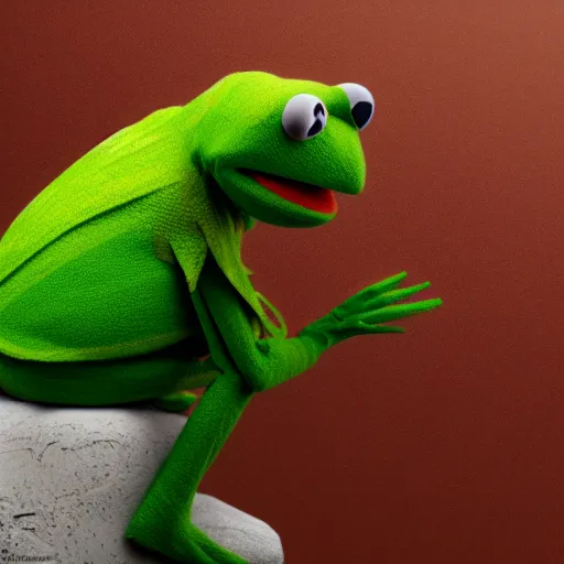 Image similar to Kermit the Frog is Thor, hyperdetailed, artstation, cgsociety, 8k