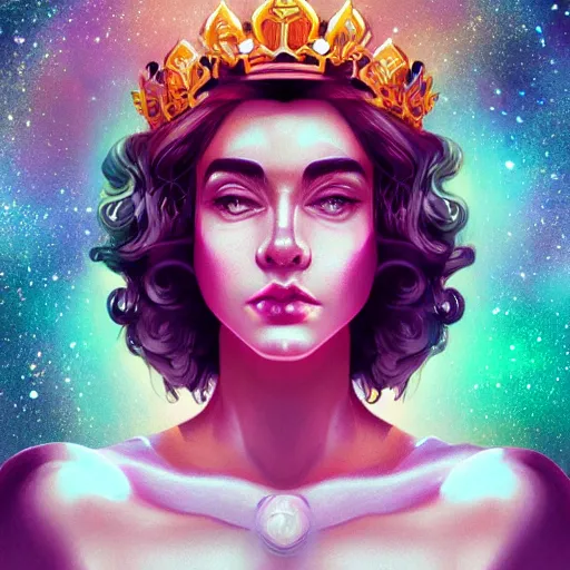 Image similar to queen of the universe, fantasy portrait illustration, artstation, digital art