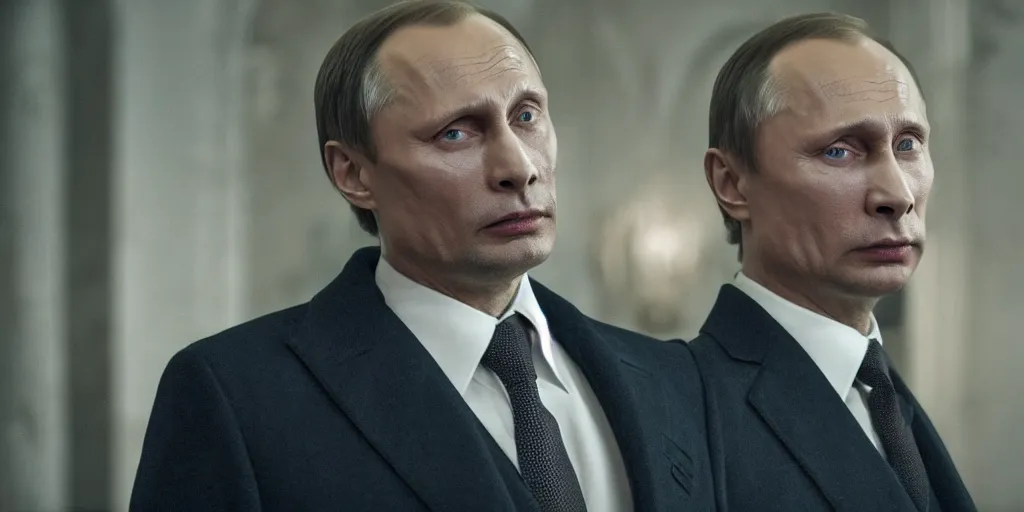 Prompt: Mads Mikkelsen as Vladimir Putin in 'Russia: The Movie' (2021), movie still frame