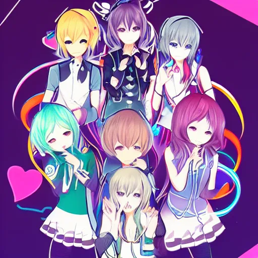 Image similar to new vocaloid 6 ai voicebank release, official illustration