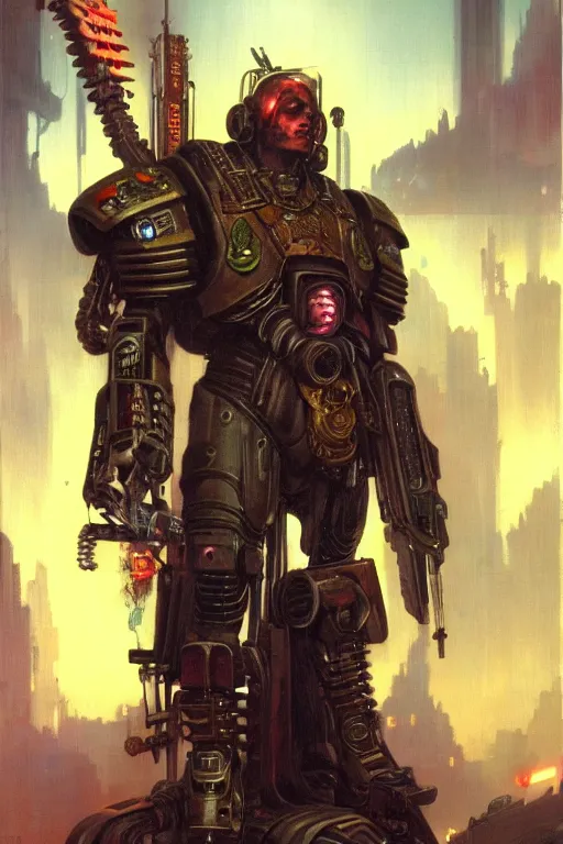 Image similar to cyberpunk warhammer 4 0 k steve buscemi, character design, painting by gaston bussiere, katsuya terada, frank frazetta, tom of finland, trending on artstation