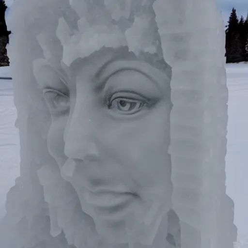 Prompt: world famous ice carving of a beautiful woman