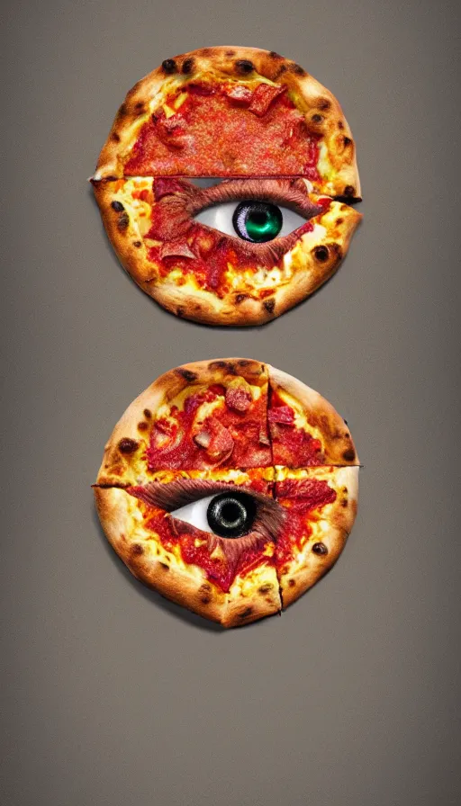 Image similar to the eye of sauron on top of a pizza nova, photorealistic,