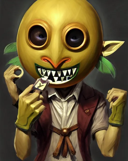 Image similar to character concept art of the happy mask salesman from the legend of zelda : majora's mask | | handsome - fine - face, pretty face, realistic shaded perfect face, fine details by stanley artgerm lau, wlop, rossdraws, james jean, andrei riabovitchev, marc simonetti, and sakimichan, tranding on artstation