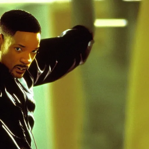 Prompt: Will Smith playing Neo in The Matrix (1999)