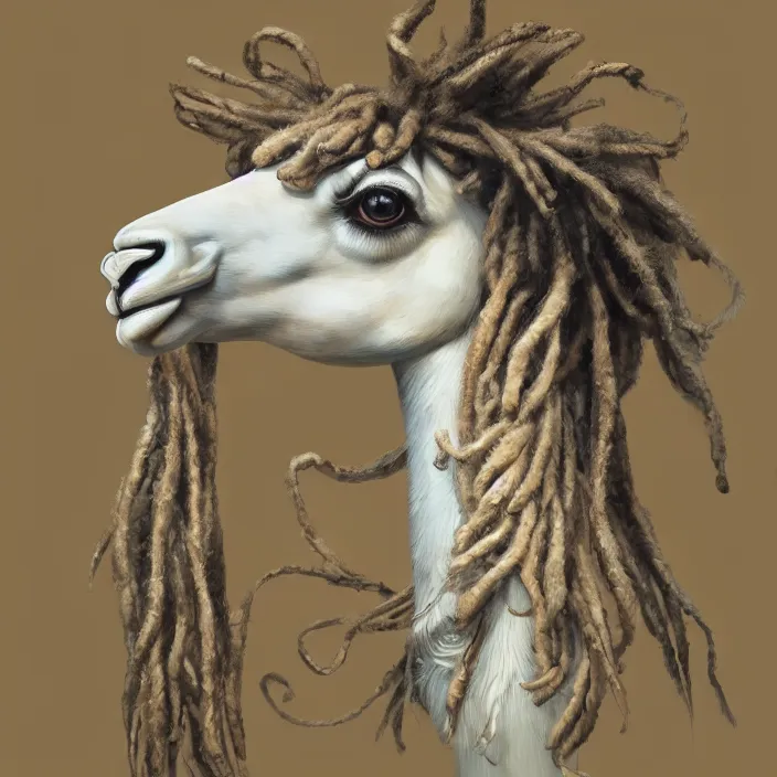 Prompt: llama with dreadlocks, art deco, by Mandy Jurgens, Ernst Haeckel, James Jean, artstation, concept art