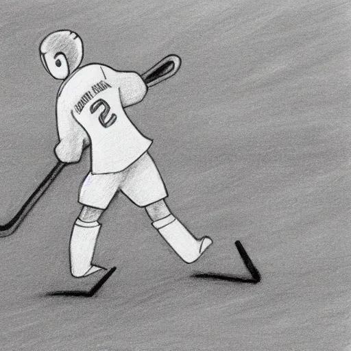 Image similar to pencil drawing of a stickman playing hockey with another stickman, detailed, shadows,