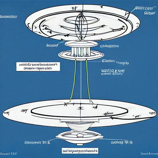 Image similar to A detailed schematic of a UFO propulsion system