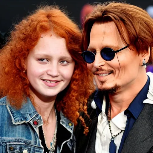 Image similar to johnney depp with cute ginger hair girlfriend