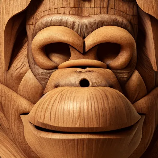 Image similar to high intricate bust of an donkey kong carved from wood in baroque style, studio light, maria panfilova, andrea savchenko, mike kime, ludovic plouffe, qi sheng luo, oliver cook, trending on artstation