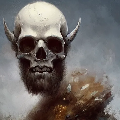 Image similar to a beautiful artwork portrait of a viking skull by greg rutkowski , featured on artstation