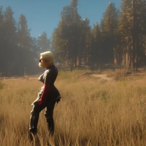 Image similar to Film still of Lady Gaga, from Red Dead Redemption 2 (2018 video game)