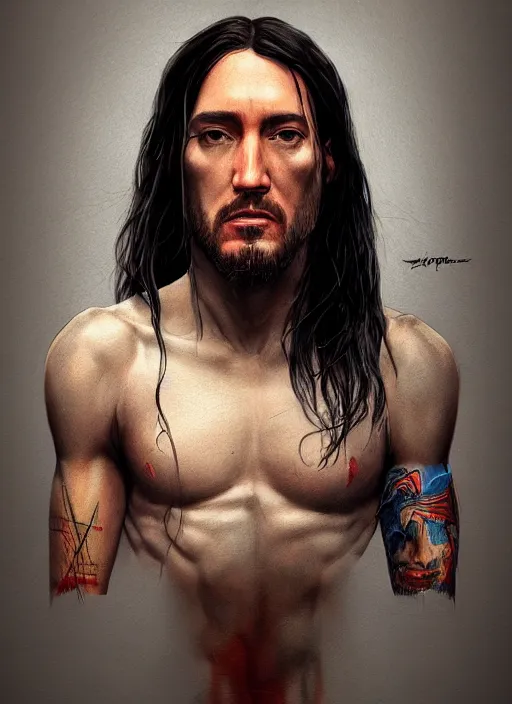 Image similar to John Frusciante art concept art, sharp focus, artgerm, 8k highly detailed