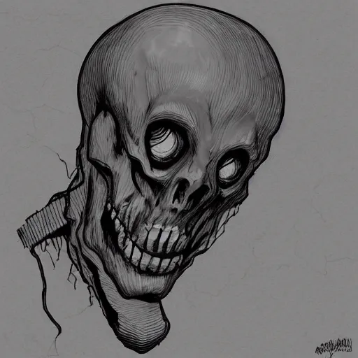 Image similar to skill icon of afraid fearful skeleton head and shoulders in the style of Greg Broadmore and junji ito and Arthur Rackham and Moebius, trending on artstation, light lighting side view,digital art,surrealism ,macro,blueprint ,vaporwave ,