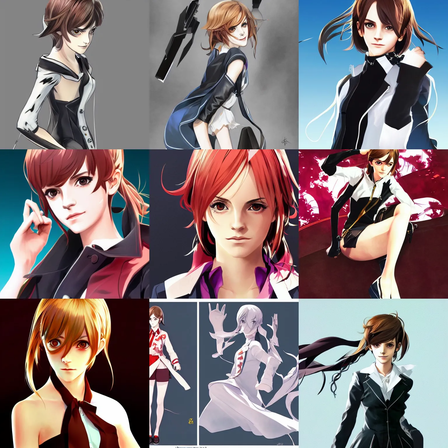 Prompt: concept art of emma watson as a persona character, 4k character illustration by shigenori soejima and masayoshi suto