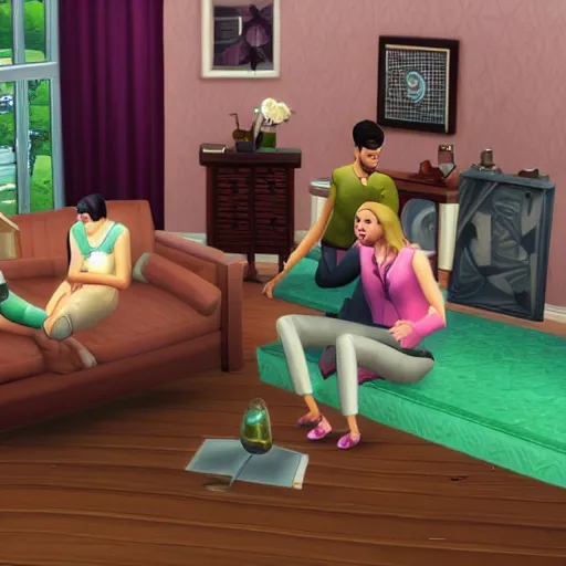 Image similar to the sims having a nightmare