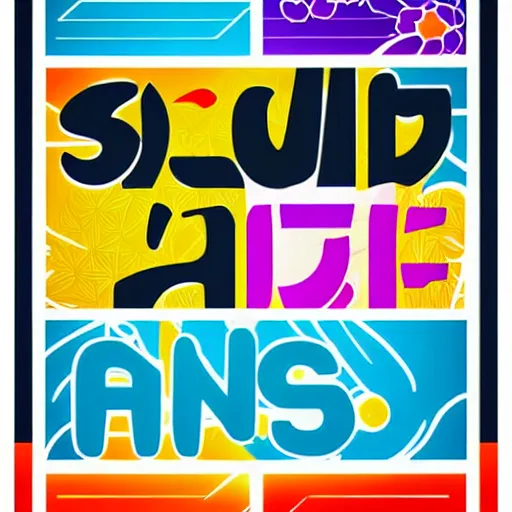 Image similar to square flyer design with bright and colourful contemporary typographic Japanese kanji, layout design, illustrator vector graphics