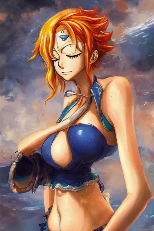 One Piece Nami anime. beautiful anime art. trending on