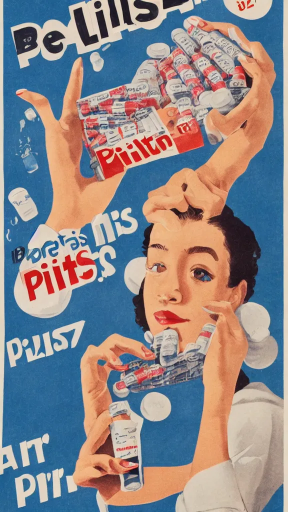 Prompt: Advertisement from 2078 for pills that make you French, graphic
