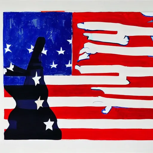 Prompt: patriotic leviathan painted by jasper johns in style of authoritarian propaganda