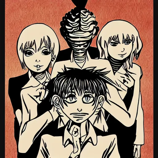 Image similar to Yor Forger from SpyxFamily in the style of Junji Ito