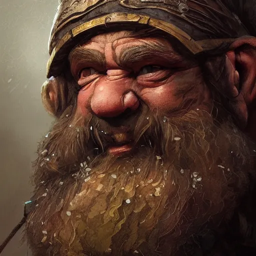 Image similar to a dwarf portrait by greg rutkowski, very coherent, hyper realism, high detail, vivid colors, octane render, unreal engine, 8k, Smooth gradients, High contrast, depth of field by Jacek Yerka