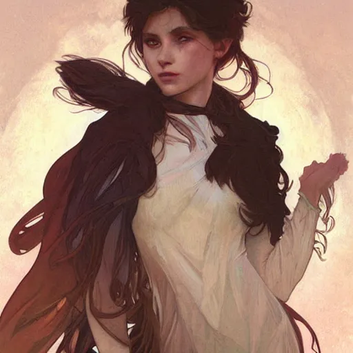 Prompt: a werewolf child, beautiful painting by artgerm and greg rutkowski and alphonse mucha