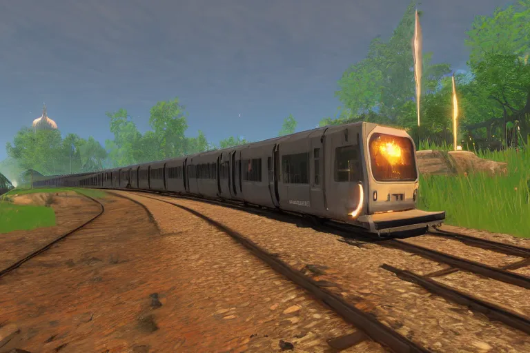 Image similar to dc wmata metro 5 0 0 series train in botw, breath of the wild screenshot