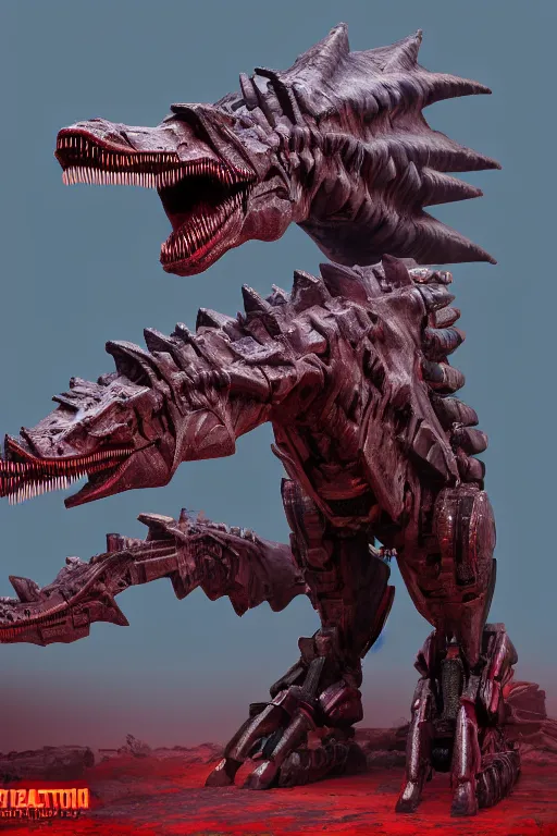 Prompt: a detailed matte portrait of a new decepticon beastwars robot based on a spinosaurus | cgi, zbrush, inctricate detail, transformers, intricate detail, pbr materials, chrome, texture, glowing red eyes