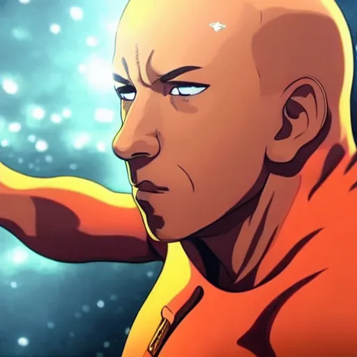 Prompt: vin diesel as saitama!!! throwing!!! a car!!!!!!!!!! into space, ultra realistic, lens flare, atmosphere, glow, detailed, intricate, full of colour, cinematic lighting, trending on artstation, 4 k, hyperrealistic, focused, extreme details, unreal engine 5, cinematic, masterpiece