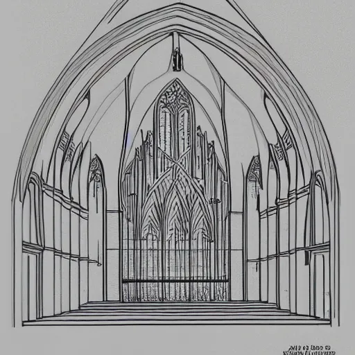 Prompt: architectural drawing of church inspired by nature