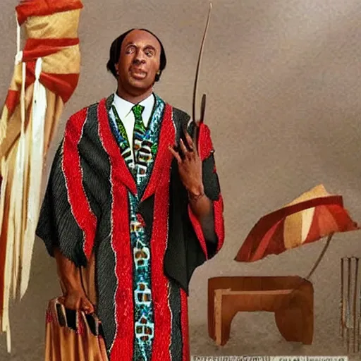 Image similar to saul goodman as an african emperor