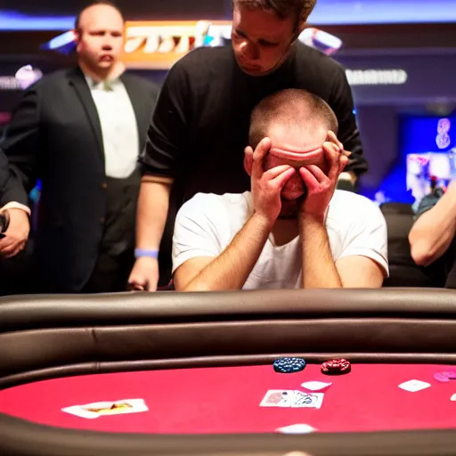 Image similar to best poker player in the world cries as he loses to a baby, 4 k, realistic.