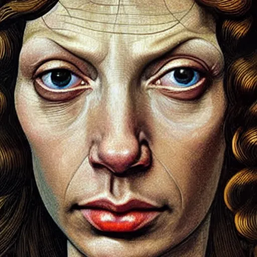 Image similar to gal gadot as gollum, elegant portrait by sandro botticelli, detailed, symmetrical, intricate