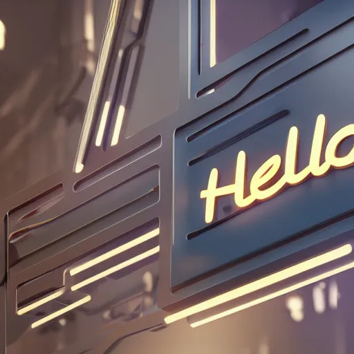 Prompt: hello sign, octane render 8 k uhd