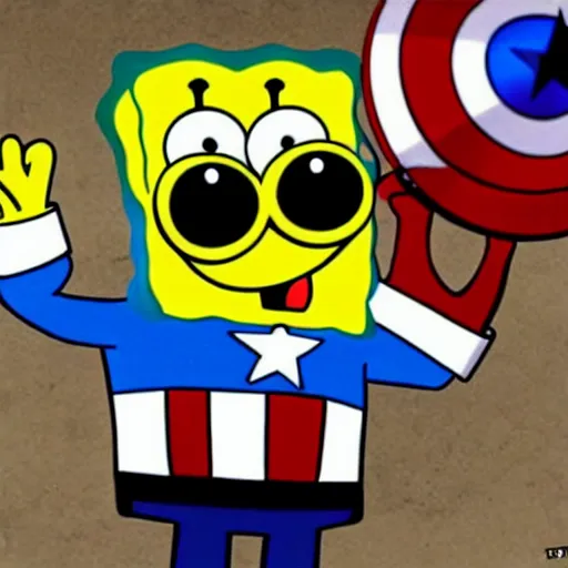 Image similar to SpongeBob as Captain America