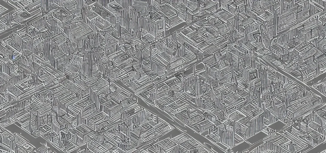 Image similar to small ancient city whose layout is evocative of a resonance interference pattern. 4K. Many intrincate details. Markets and bustling streets.