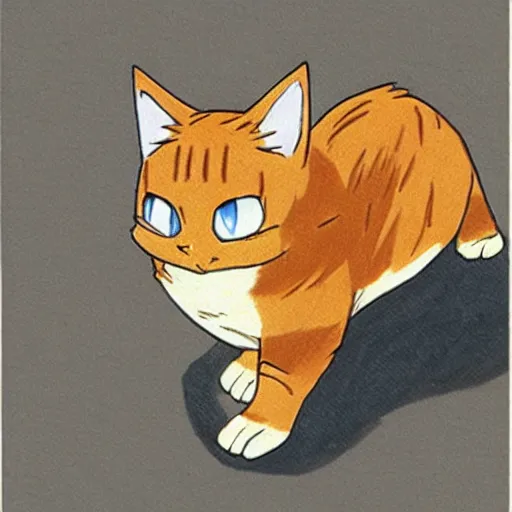 Image similar to an anime drawing of a light tan cat with blue eyes and black feet, drawn in 1 9 9 8, for pokemon red and blue.